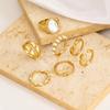 7 Pcs/Sets Trendy Geometric Imitation Pearl Hollowed-out Cuff Rings Set for Women Metallic Minimalism Fashion Niche Chic Ring