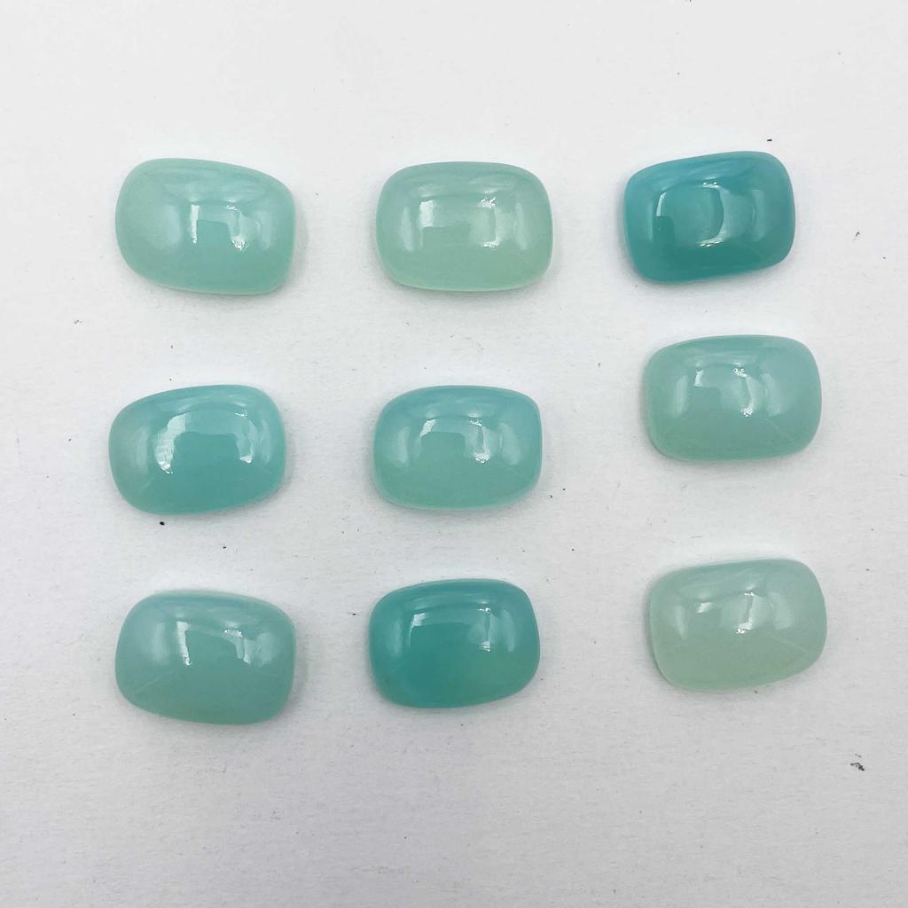Natural Aqua Chalcedony Cushion Cabochon Loose Gemstone 8 Pcs 13*18 MM 100 CT For Jewelry Making