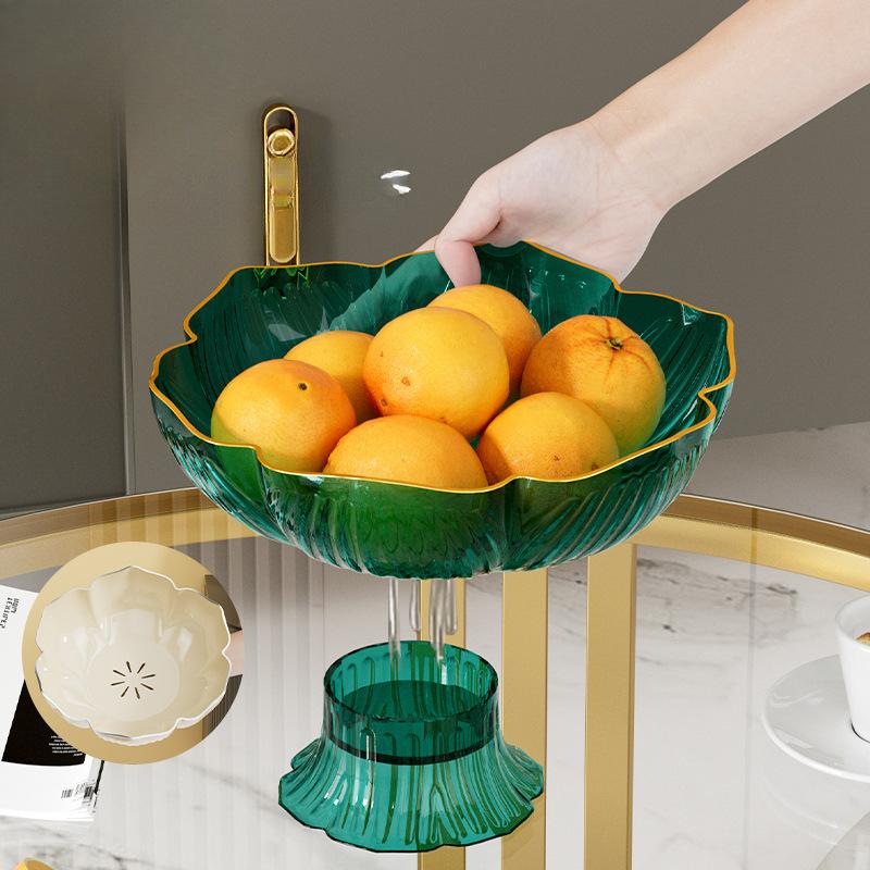 Deepening PET Drained Fruit Tray Home Living Room Tea Table Snack Storage Tray Light Luxury Fruit Candy Tray Gold Stamping Edge