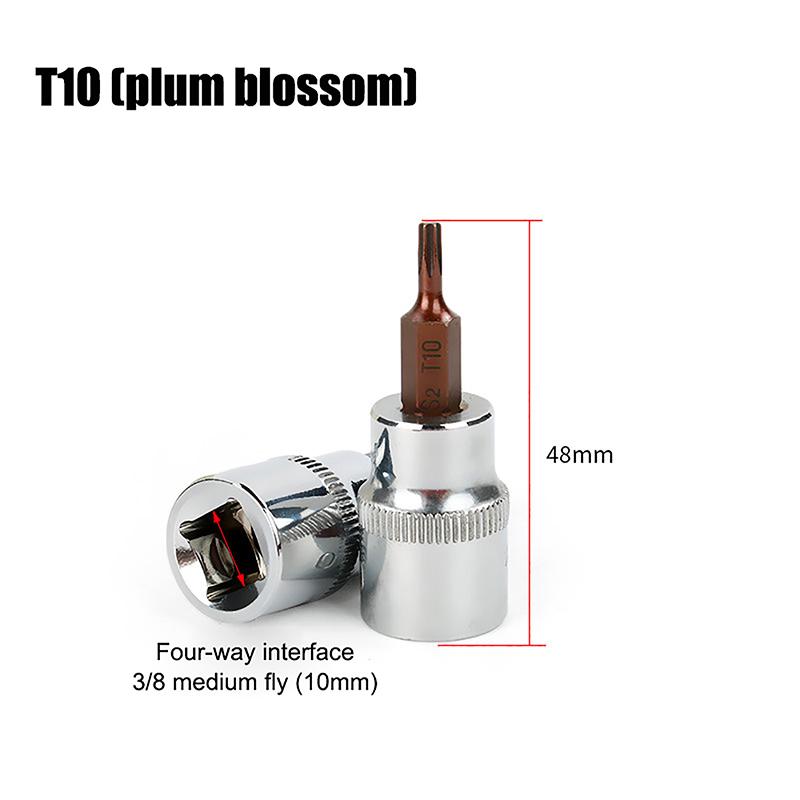 3/8palcové nástavce na bity Torx T20/30/40/45/50/55/60 S2 Ocel Délka 48 mm Stříbrný odstín Ruční nářadí pro opravy automobilů