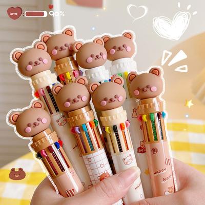 10 kleuren 0,5 mm student cartoon balpen schattige dieren kleurrijke pennen kinderdagboek scrapbooking tekenen stationair