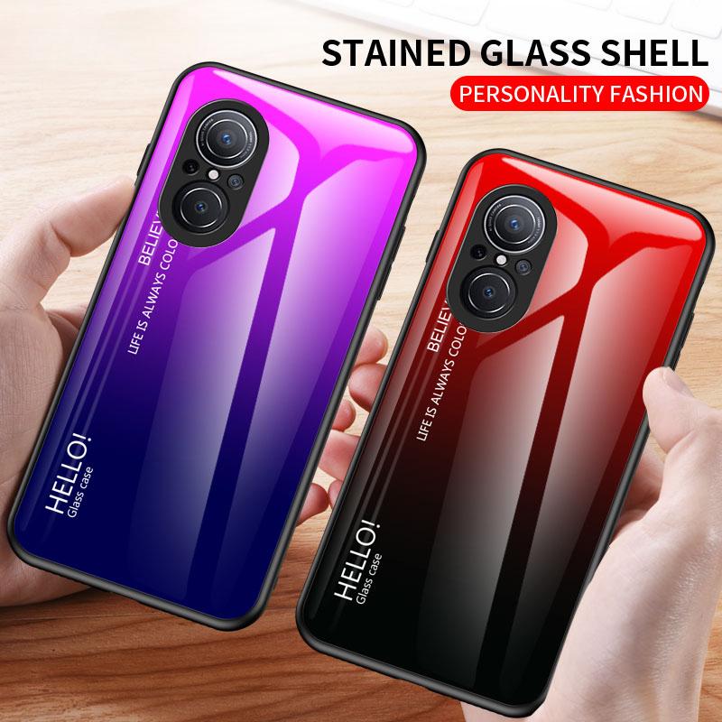 

Чехол Nova9 SE с градиентным закаленным стеклом для Huawei Nova 9 9SE 8 8i 10 Pro Y60 Y70 Y90 Nova8 Nova10 SE, чехлы для телефонов