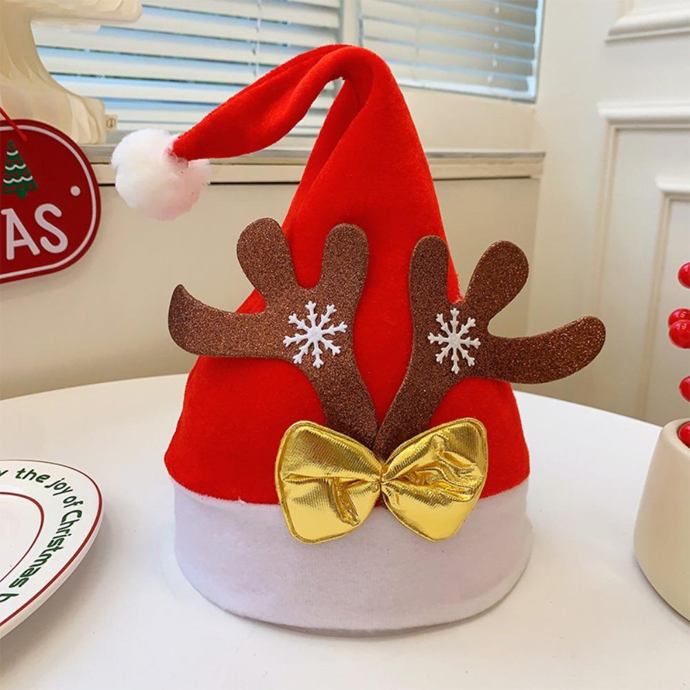 Merry Christmas Decoration Santa Claus Hat Bow Red Plush Hat All-match Christmas Sequin Hat  Adults