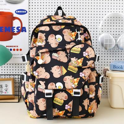 Cartoon Printing Primary School Schoolbag Female Cute Graffiti Capybara Large Capacity Lightweight High School Backpack