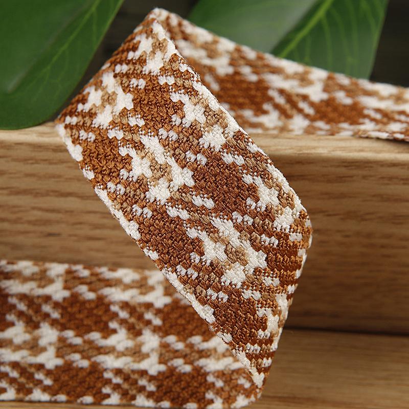

5 Yards Retro Classic Jacquard Ribbon Houndstooth Brocade Ribbon for Bows Bouquets Gift Wrapping Clothing Sewing DIY Accessories 10mm-5yards