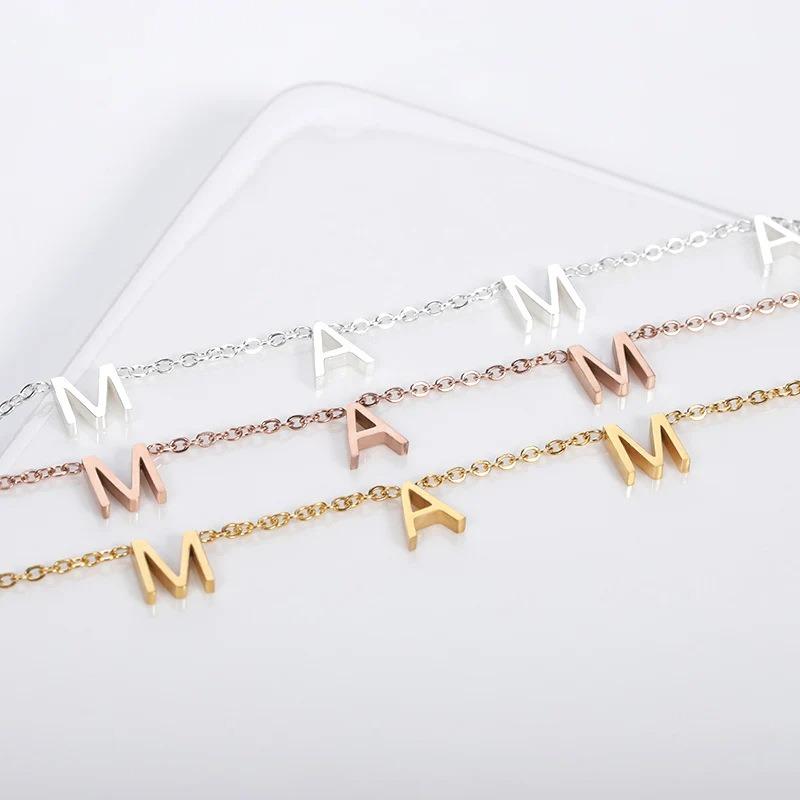 MA Mother's Day Mom Necklace Pendant Gift Chain Source Letter Necklace