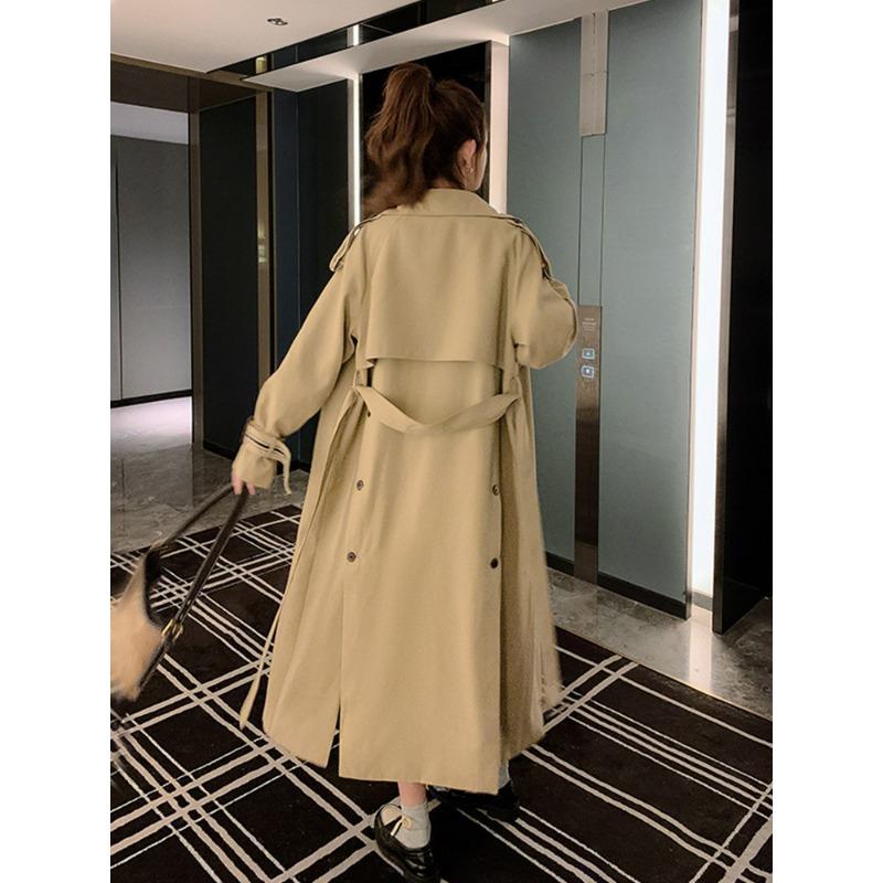 Khaki Style Trench Coat with Slits On Both Sides, Women's Mid-length Autumn New Coat