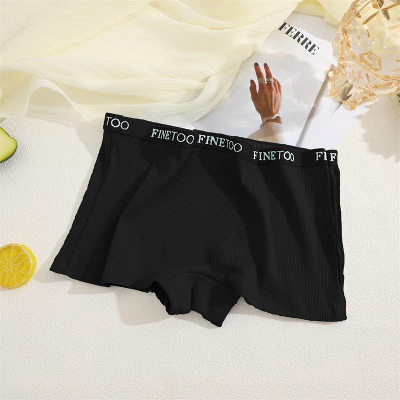 Women's Cotton Boyshorts Sports Boxer Underwear Female Sexy Striped Panties Letter Belt Safety Shorts Solid Breathable Lingerie