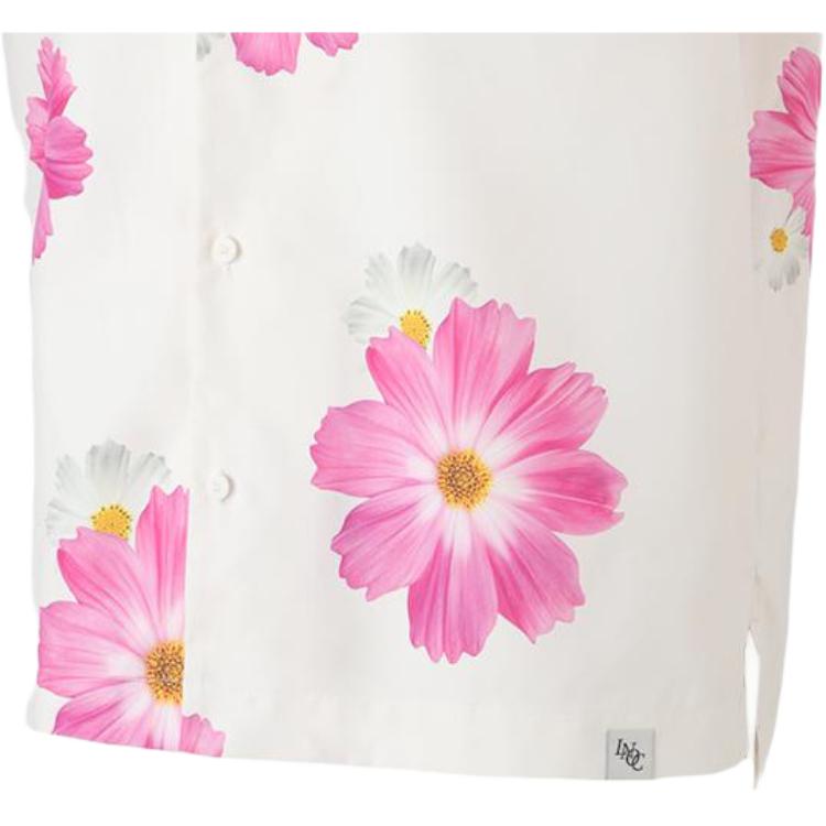 Li Ning Floral Print Polo Button Short Sleeve Shirt Unisex Shirts White ASHT217-1