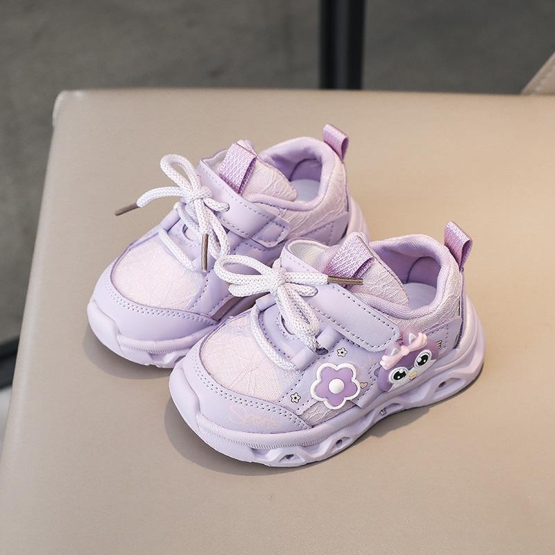 Spring Autumn Girls Cartoon LED Light Up Shoes Kids Soft Sole Breathable Sneakers