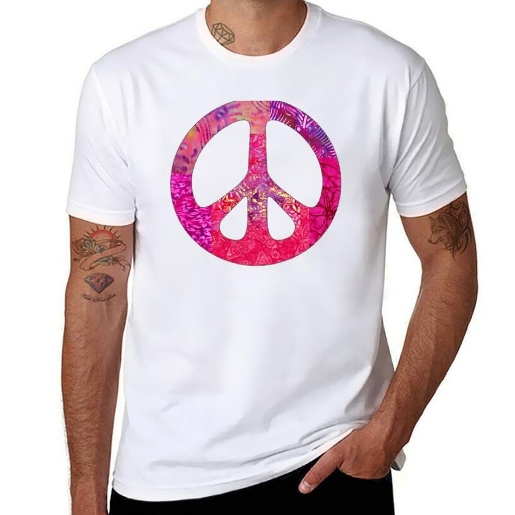 Sweet Pink Peace Sign TShirt Casual Pattern Print Tee Shirt