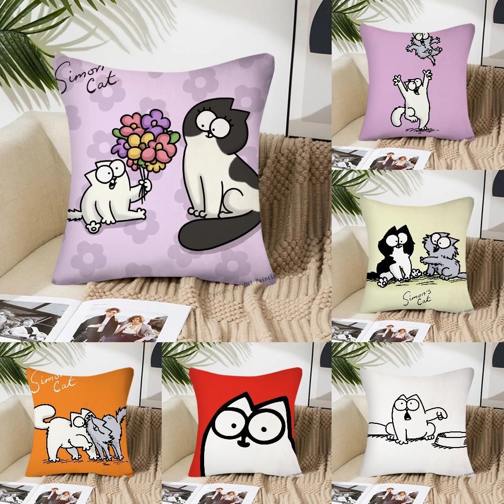 Cartoon S-Simons-Cat Cute Pillow Case Square Pillow Bedroom Sofa Leisure Comfort Cushion Car Living Room Home Decoration 40X40