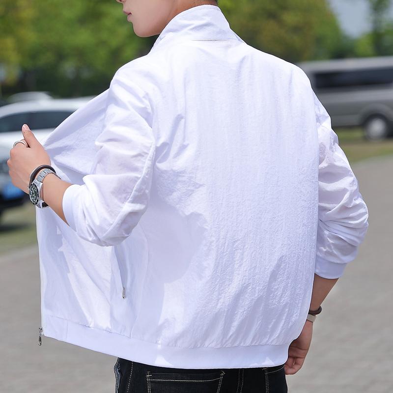 Spring Autumn Stand Collar Solid Loose Casual Zipper Coat Male Sunscreen All-match Cardigan Jacket Top Men