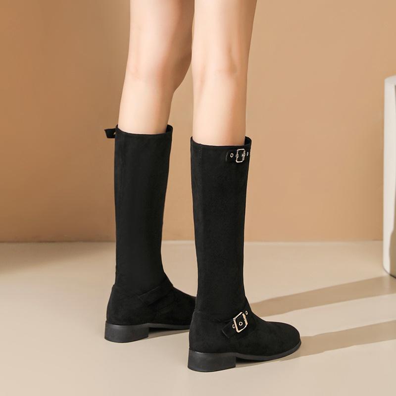 Augustine long Martin boots women's 2025 autumn and winter new models but knee suede thick leg long boots tall knight boots