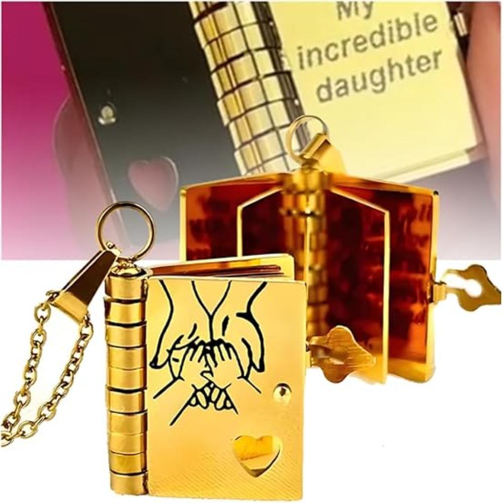 

Gold Color Message Mini Book Pendant Necklace Jewelry Accessories 2
