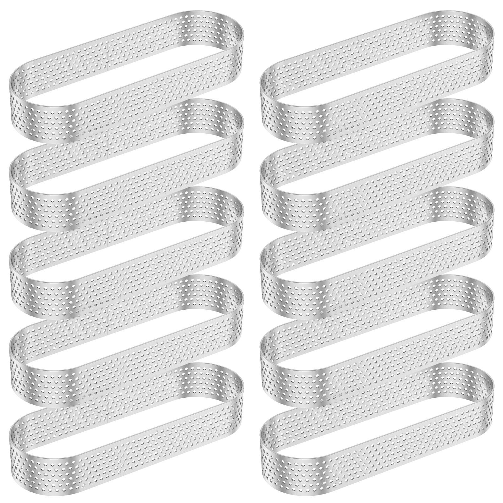 

12pcs stainless steel pancake pie ring oval/circular cake mold perforated pie mold kitchen professional baking mold