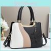 Pu Geometric Color Block Bag With Zipper Pockets For Daily Use