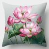 Pink Floral Throw Pillow Covers - Carnation Lotus Peony Rose Decorative Pillow Cases, Watercolor Flower Pattern Cushion Covers