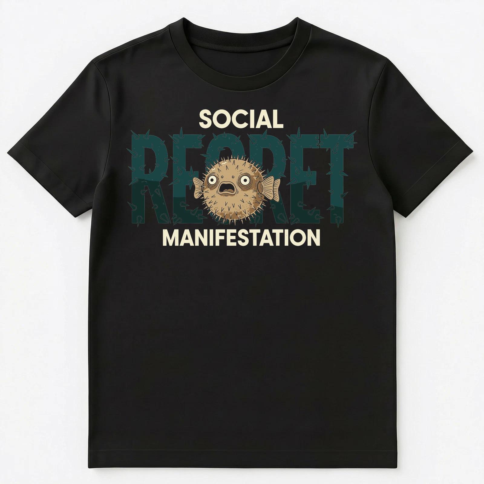 Socially Anxious Pufferfish Regret Manifestation Graphic Unisex T-Shirt L
