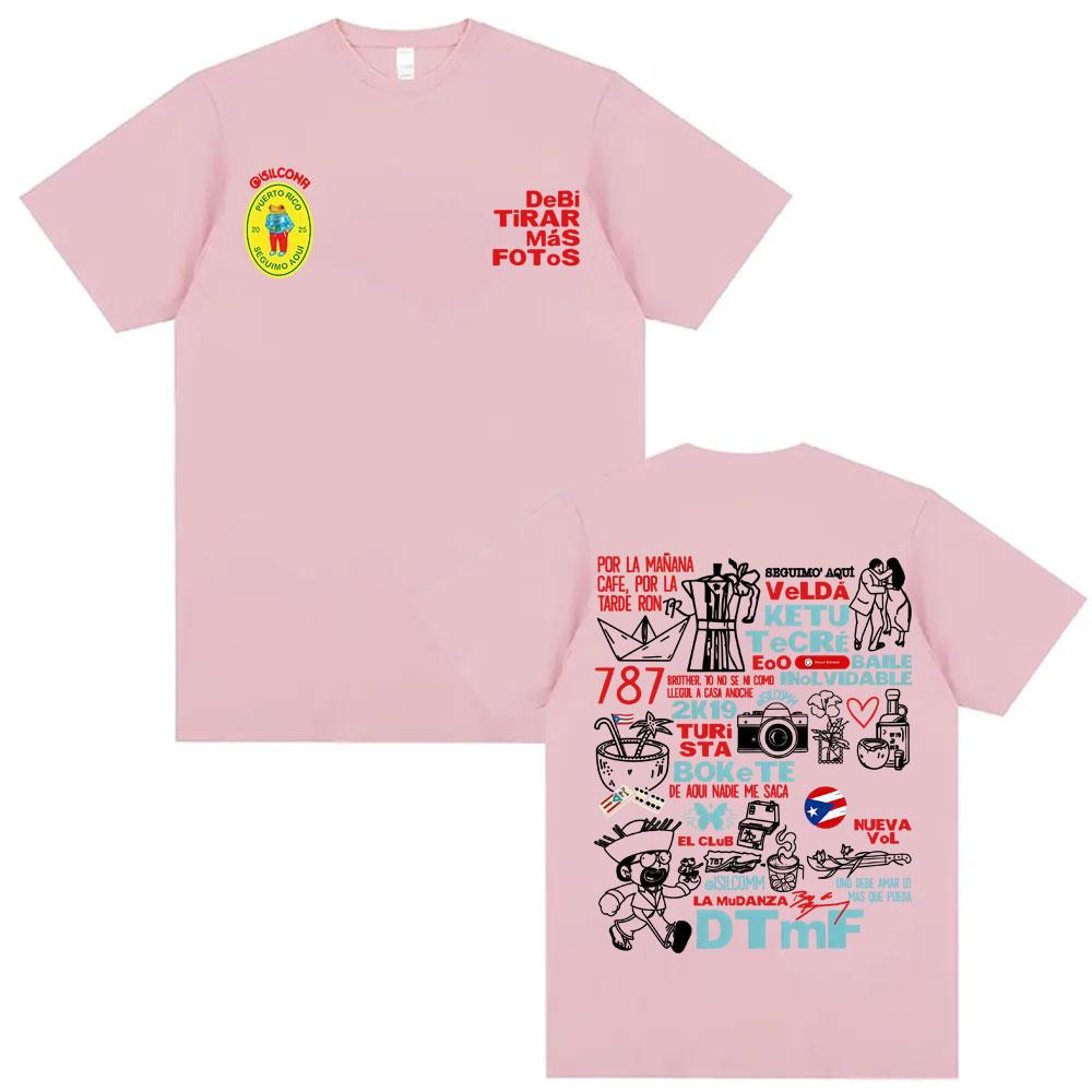 Bad Bunny Debi Tirar Mas Fotos DTMF Album Print T Shirt Men Women Casual Cotton Oversized Tee Shirt Retro Hip Hop Summer Tshirt