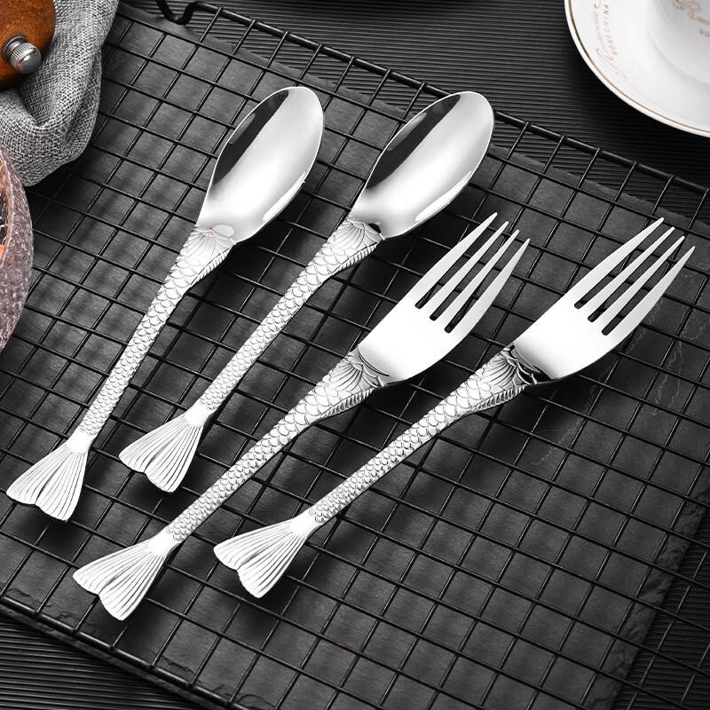 Dianrui'en Stainless Steel Fish Tail Embossed Spoons