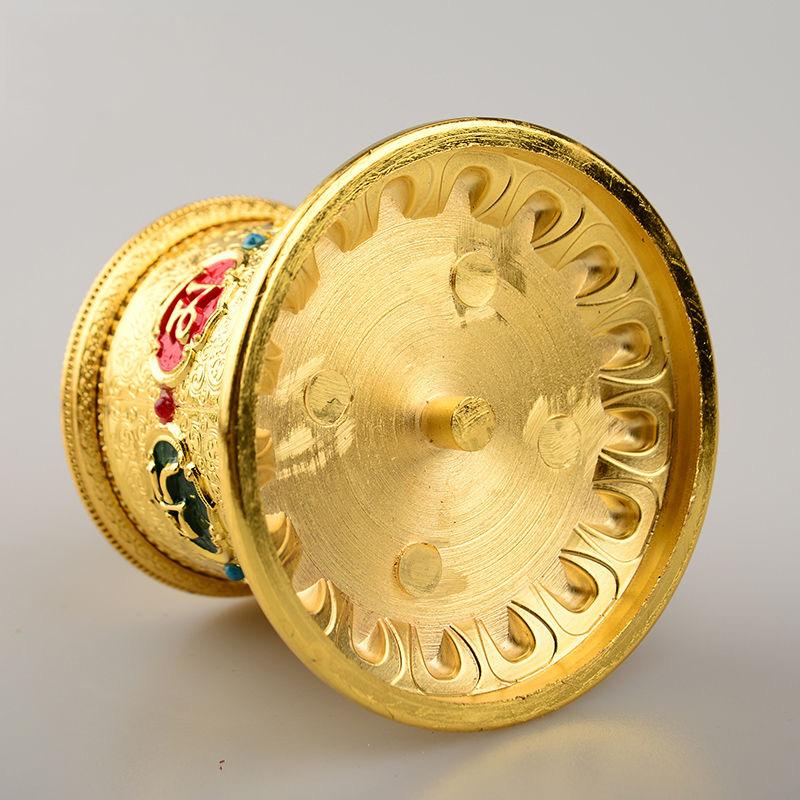Tibetan Handicraft Prayer Wheel Alloy Buddha Engraved Scripture Prayer Wheels Collectibles Gift Car Indoor Desktop Decorative