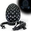 3D Printed Dragon Egg Figurine Movable Joints Luminous Loong Figure Fidget Toy Dragon Egg with Articulated Dragon Inside Decoration Ornament