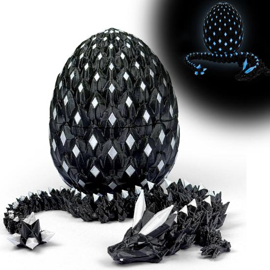 3D Printed Dragon Egg Figurine Movable Joints Luminous Loong Figure Fidget Toy Dragon Egg with Articulated Dragon Inside Decoration Ornament