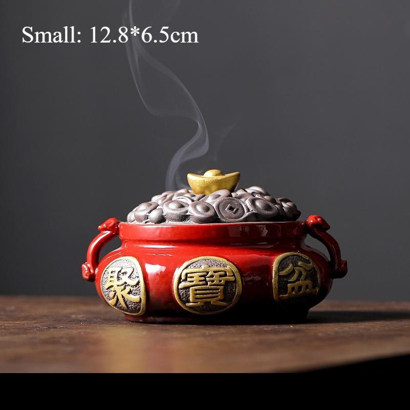 

Y Ceramic Cornucopia Incense Burner for Coil Incense Household Indoor Buddhist Aromatherapy Holder Temple Tearoom Decoration