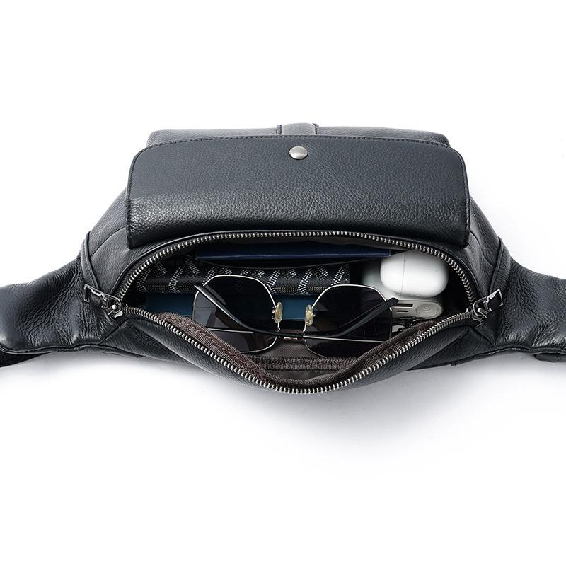 Men's Waist Pack Genuine Leather Fashion Casual Large Capacity Shoulder Body Bag Top Layer Cowhide Sports Bag