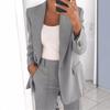 Women's Turn Down Collar Long Sleeve Slim Fit Solid Color Blazer Casual Jacket