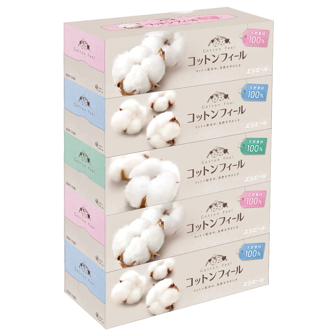 

Elleair Tissue Cotton Feel 150 пар x 5 коробок целлюлоза 100%