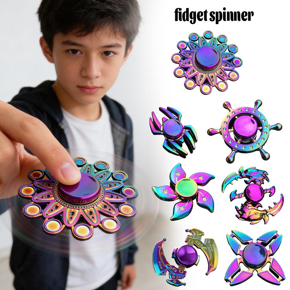 Rainbow Fidget Metal Spinner Colorful Finger Spinners High Speed Hand Spinners Fidget Toys For Stress Anxiety Relief For Adults