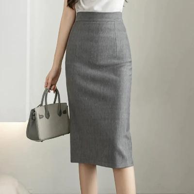 Klasické vintage šedé červené tužkové sukně pro ženy kancelářská dáma formální černé midi sukně elegantní dámský balíček bokové sukně