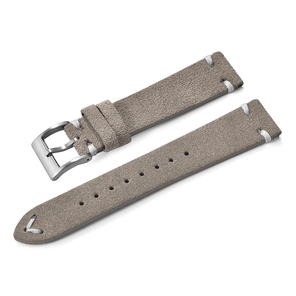 Vintage Suede Leather Watch Strap 20mm 22mm Contrast Stitching Quick Release Soft Snug Fit Replacement Strap