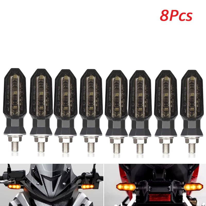 Motorcycle LED Turn Signal Lights 8mm Mini Flashing Light For Honda CBR500R CBR650F CB500X CRF250L MSX125 12V Moto Indicator