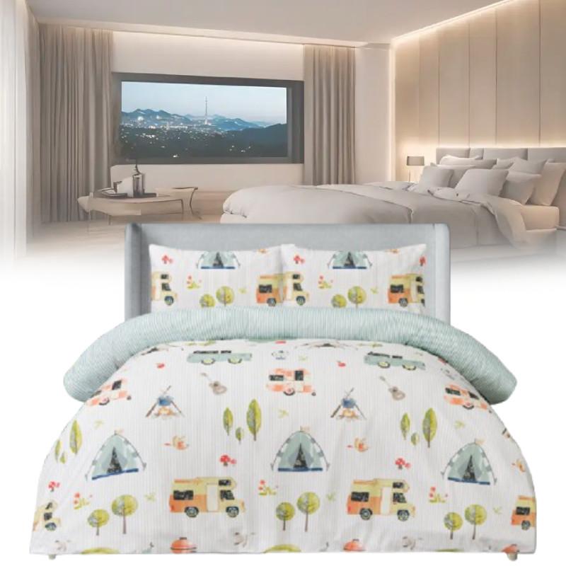 Reversible Camping Bedding Set With Digital Print For Home Sleep Comfort