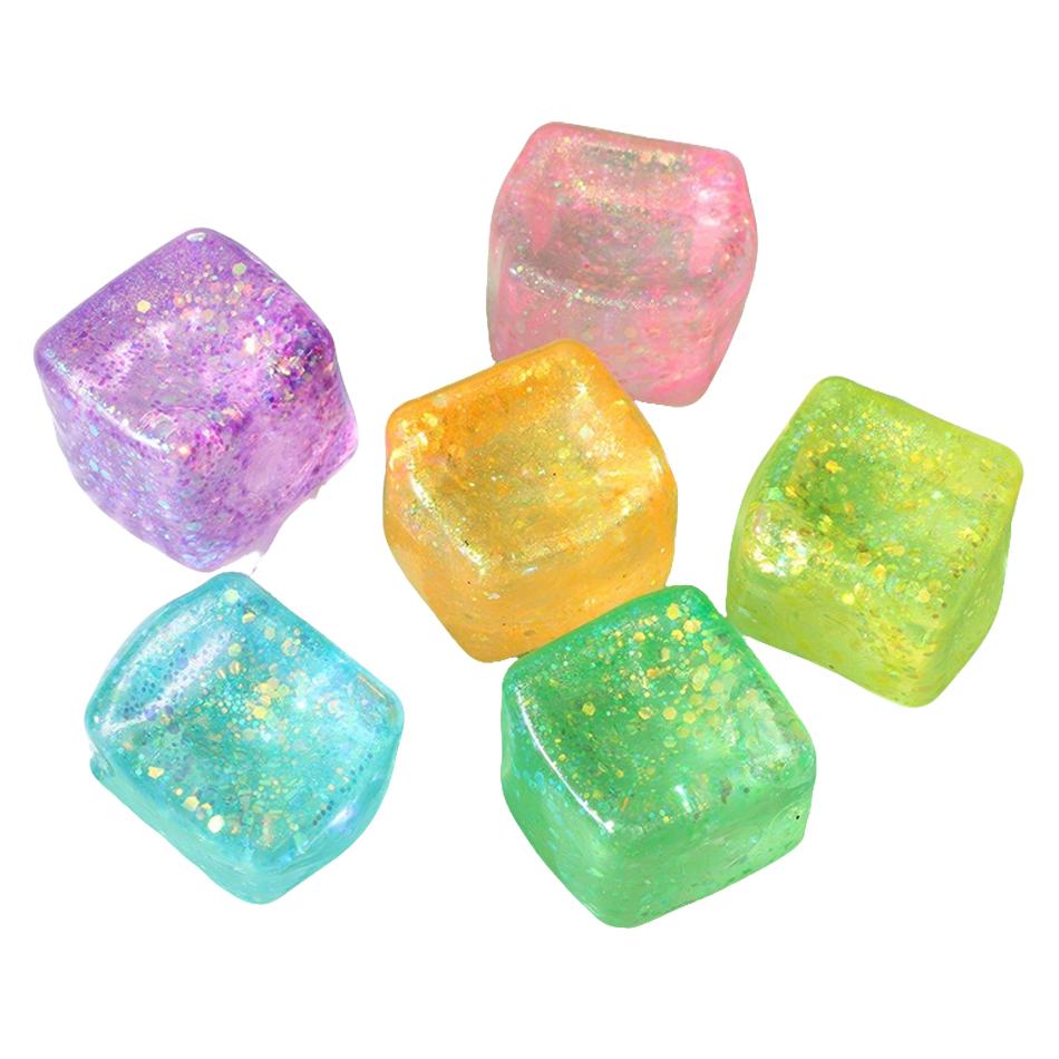 1pcs Maltose Cube Stress Squishy Toy Decompression Vent Ice Cube Anti Stress Slow Rebound Polar Light Colorful Squeeze TPR Toy
