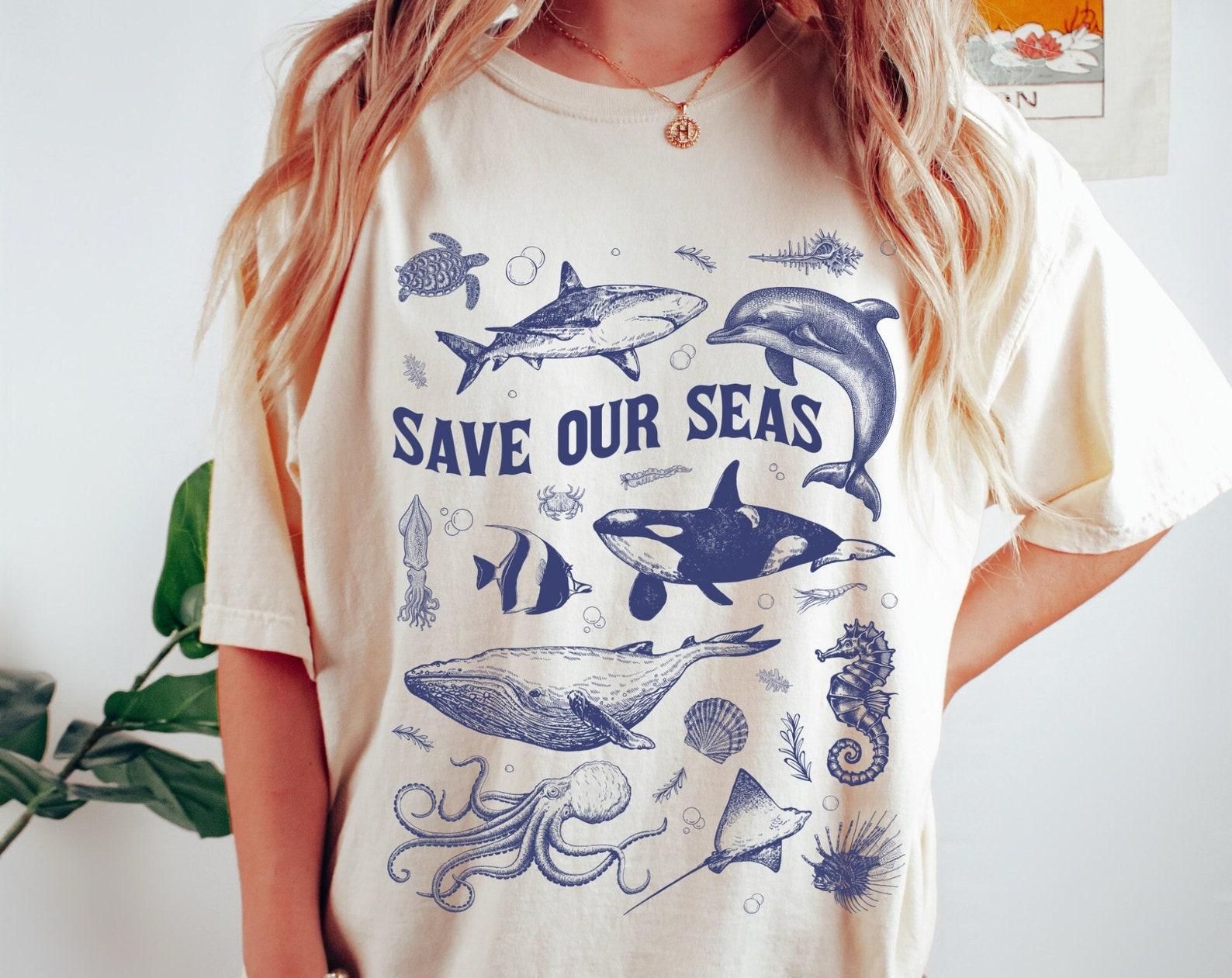 Save Our Seas T-Shirt, Protect Our Oceans T-Shirt, Shark Shirt, Save The Ocean Shirt, Respect The Locals Shirt, Surfing Shirts, Ocean Lover L