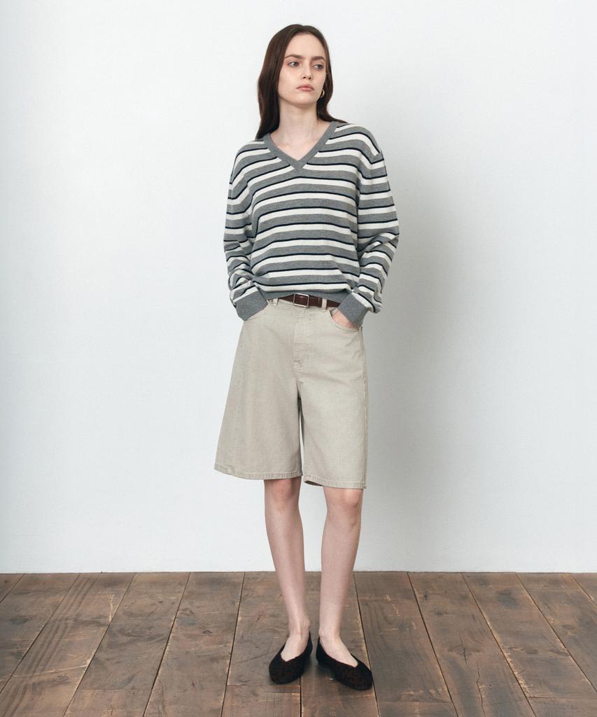 Siyajyu Sijn6108 Bermuda Denim Shorts_Dusty Gray