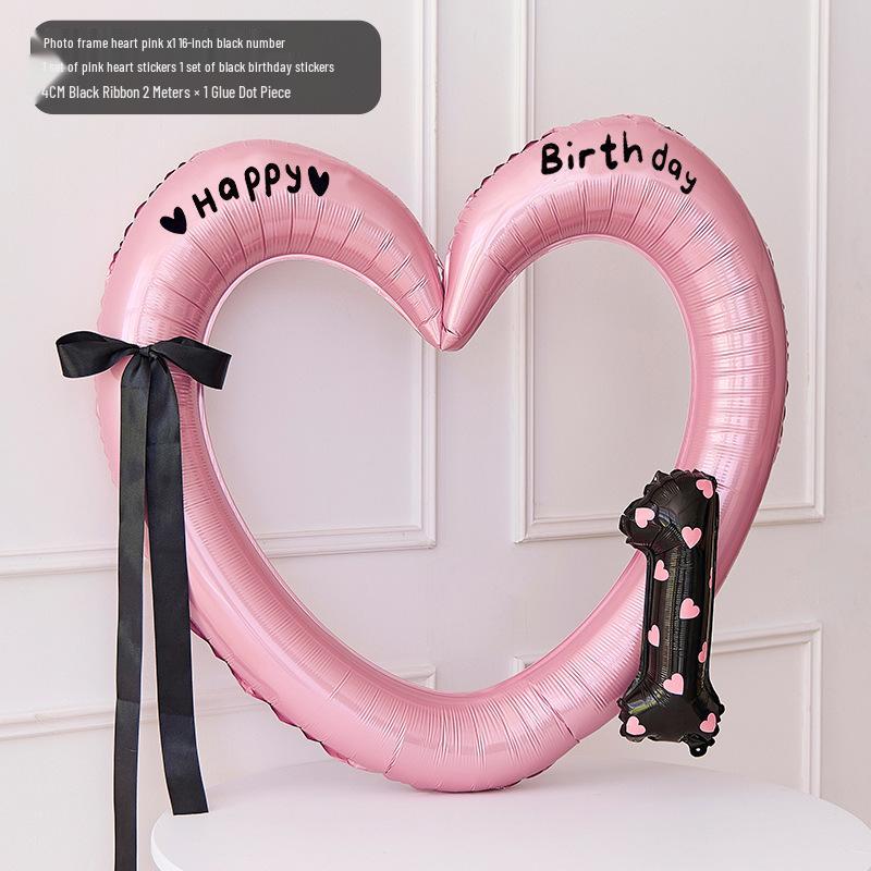 40-inch Pink Heart Balloon with Bow & Number for First Birthday Decoration