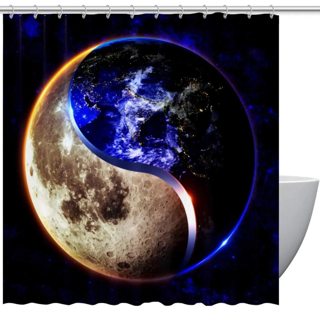 Yin Yang Shower Curtain For Bathroom Boho Trippy Gossip Pattern Psychedelic Art Waterproof Bathroom Shower Curtain Set With Hook