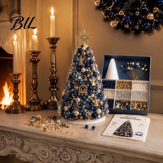 Handmade Gift for Craft Lovers DIY Beaded Tree Kit Adults, Christmas Bead Kit, Beginner Friendly Set 3D Ornament Holiday Tabletop Mantel Decoration
