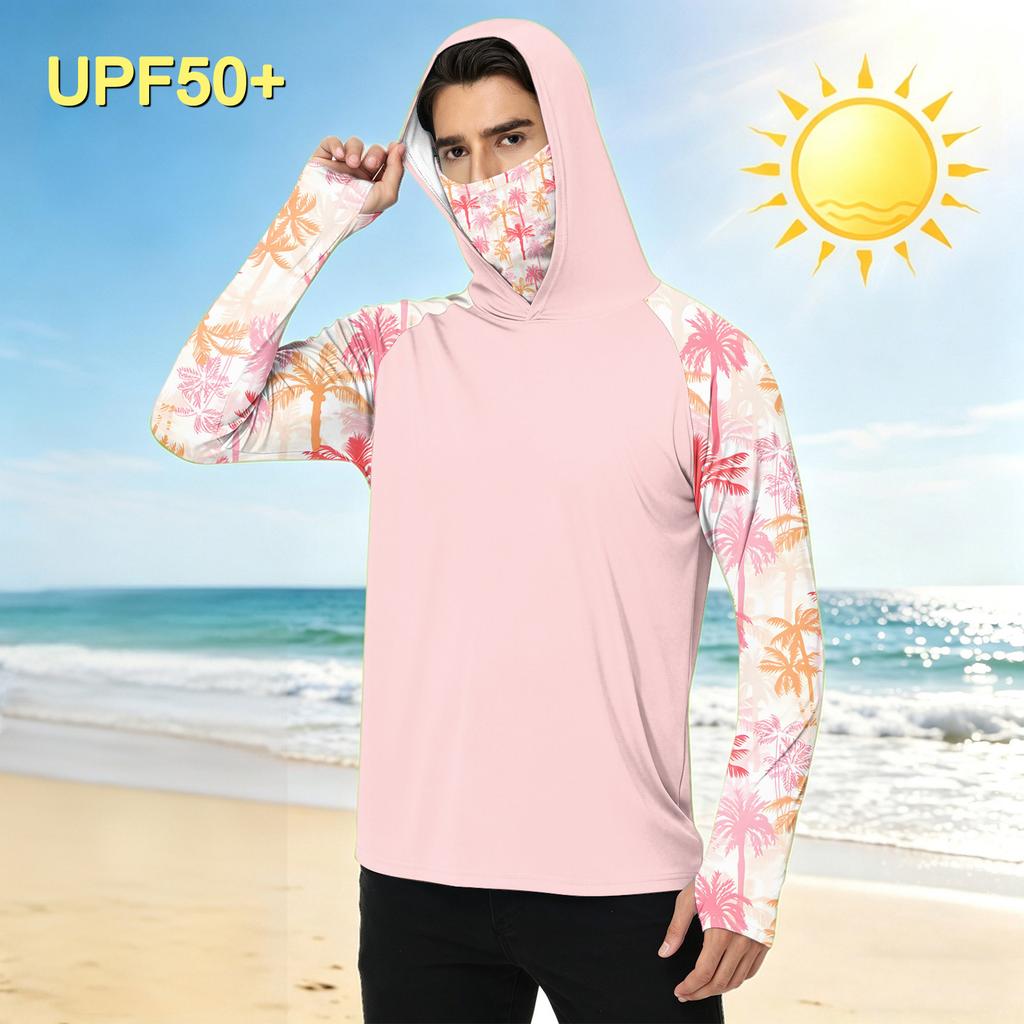 Heren Casual Outdoor Hawaiiaanse Print Hoodie Lange Mouw Zonbescherming Shirt Lichtgewicht Ademend Sneldrogend Stof voor de Zomer