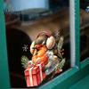 Waterproof PVC Glass Film Christmas Bird Static Window Clings, Decals with Santa Hat And Decorative Stickers for Home Gift Box, Removable Holiday Door