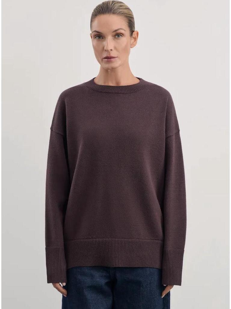 Stilvoller Damen-Strickpullover mit lockerem Schnitt: Europäisch & Amerikanisch Herbst/Winter Rundhals Einfarbig