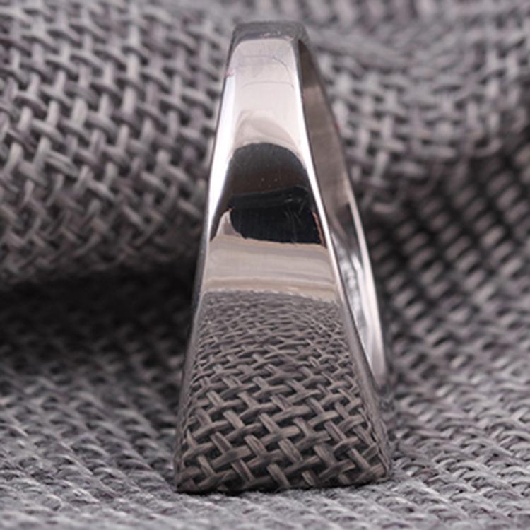 European & American Fashion Rectangular Stainless Steel Ring, Smooth Surface, 18MM, Customizable Laser Logo