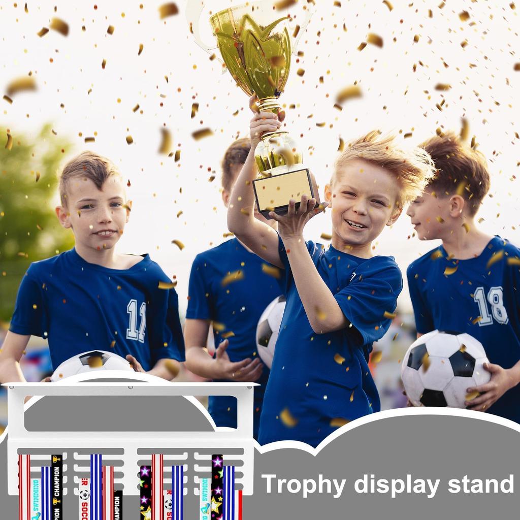 Trophy Wall Shelf Metal Award Hanger Wall Rack Display Stand Award Rack Kids Sports Fans Room Storage Living Room Baseball