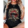 Women's ROCK & ROLL Rock Music T-Shirt - Short Sleeve Crew Neck Top with Rock Print, Casual Spring Summer Outfits