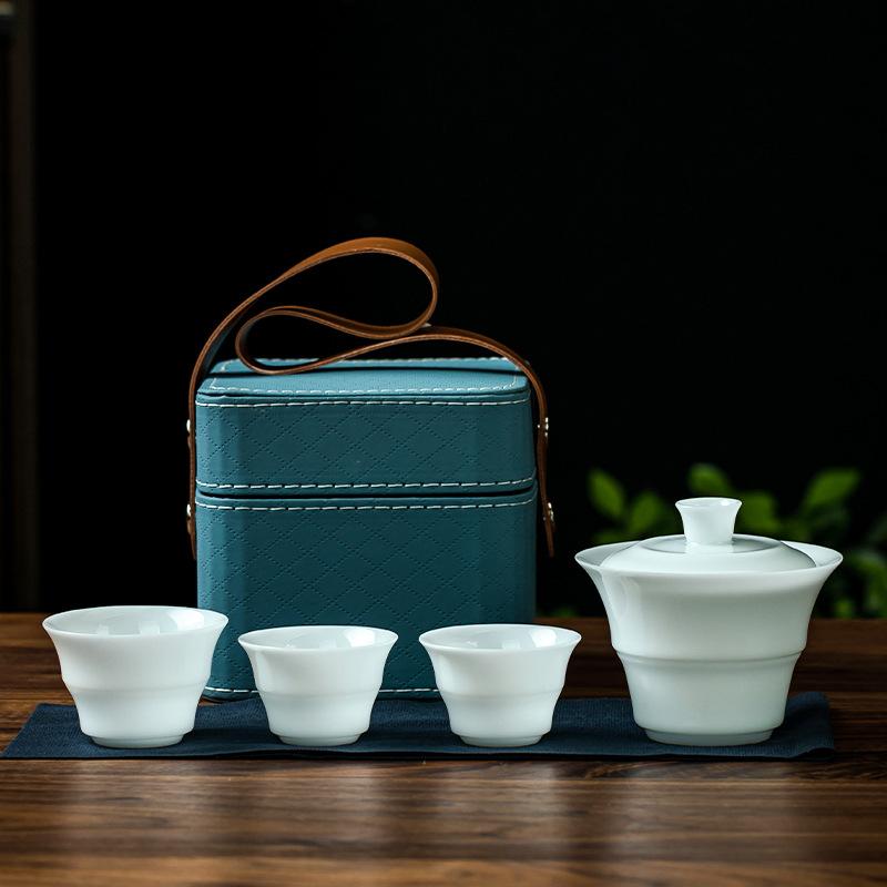 Jade Porcelain Portable Travel Tea Set Kuaike Cup One Pot One Cup Tea Cup Personal Special Teapot Two Cups Ladies